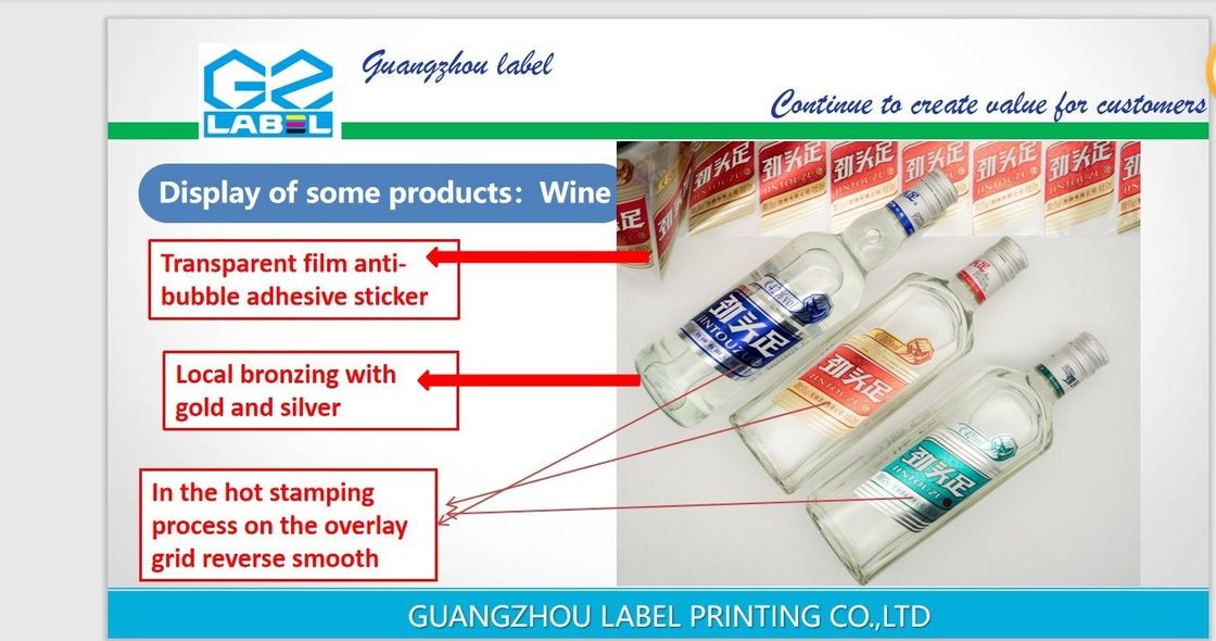 Etiqueta autoadhesiva personalizada para vinos de jugo y productos aromatizantes