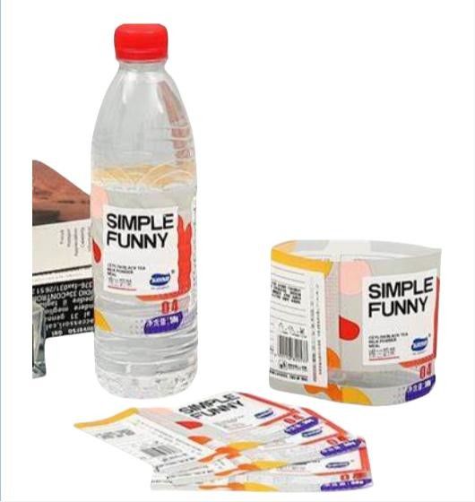 Etiquetas con manga retráctil impermeable para etiquetas de saborizantes en blanco BOPP/PE/PP/PVC/PET
