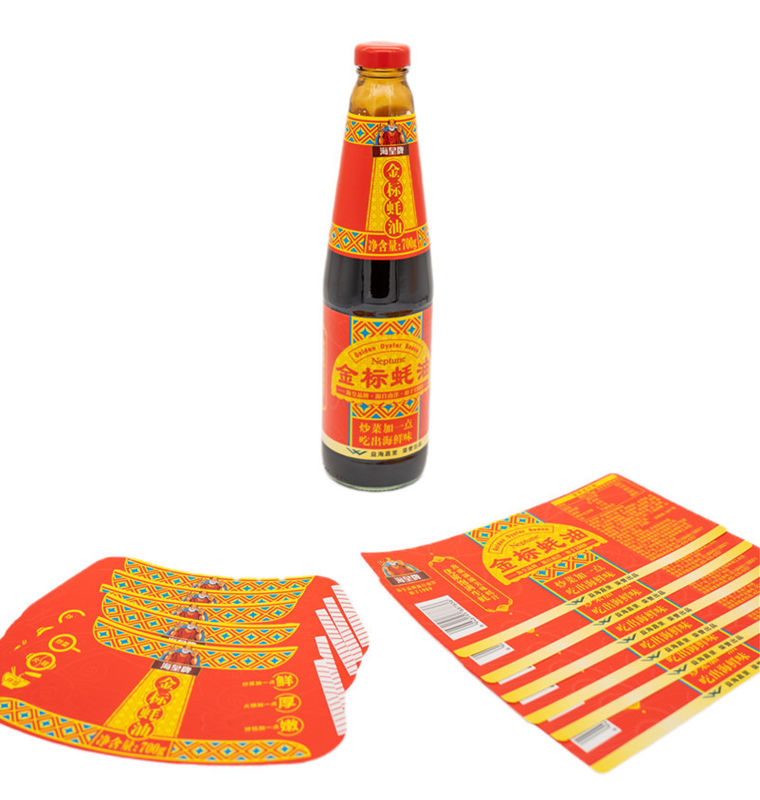 Etiqueta personalizada de cola húmeda para condimentos con fabricante de etiquetas adhesivas de impresión de 10-12 colores