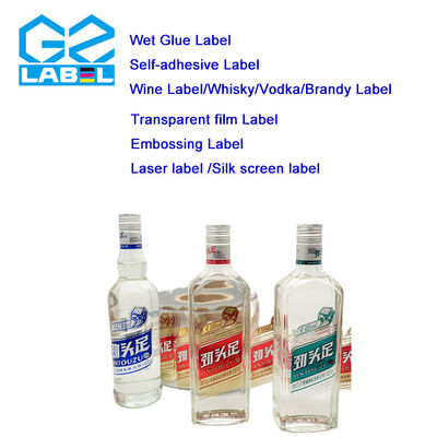 Papel adhesivo impreso transparente para etiquetas de botellas de vino Diseños y formas personalizados disponibles